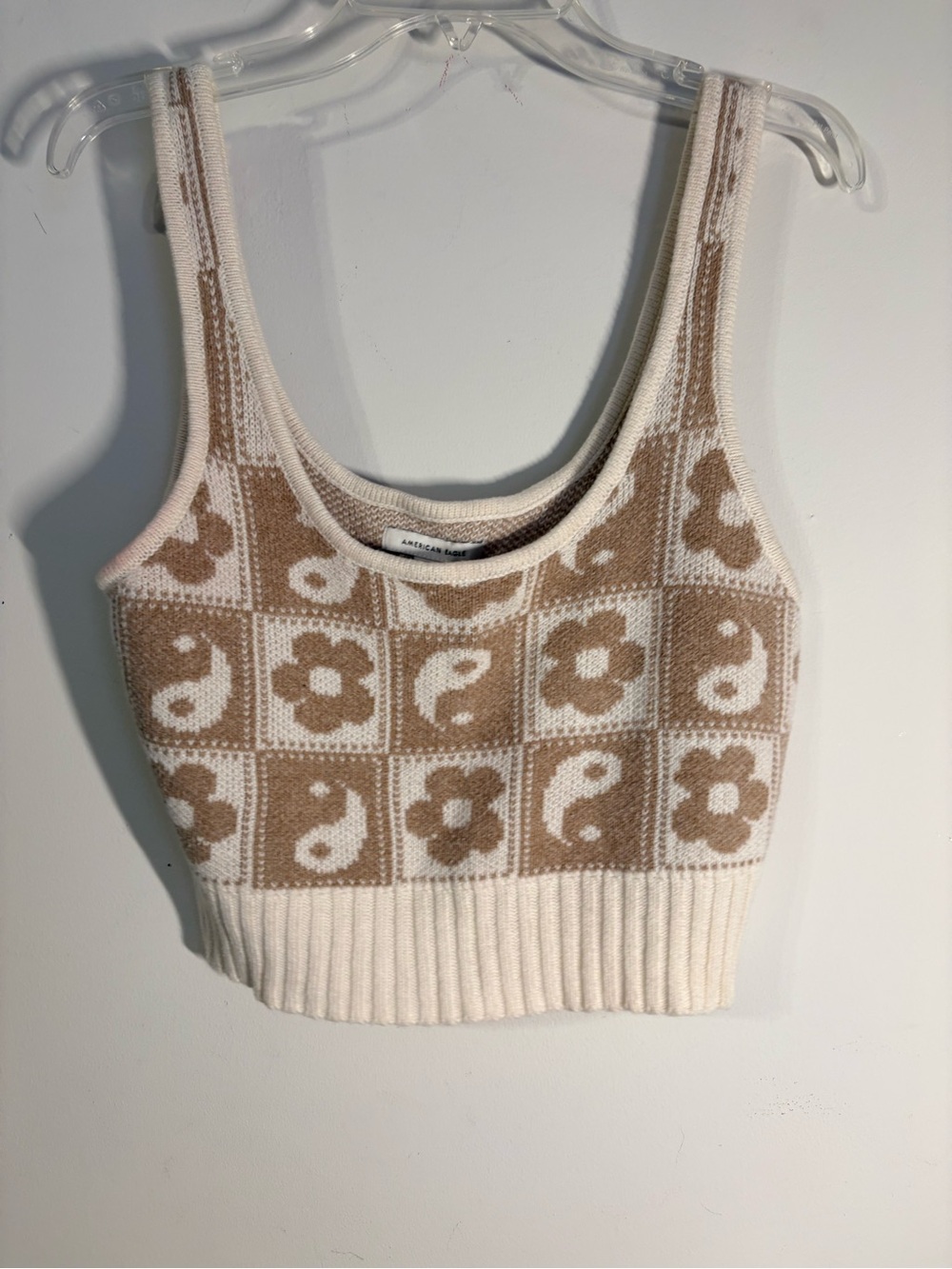 American Eagle Outfitters Beige & Cream Floral Paisley Knit Tank